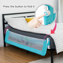 Load image into Gallery viewer, Gymax 69'' Breathable Baby Children Toddlers Bed Rail Guard Safety Swing Down Blue