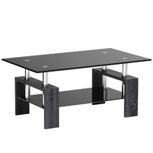Load image into Gallery viewer, Gymax Rectangular Glass Coffee End Side Table w/ Shelf Living Room Furniture Black