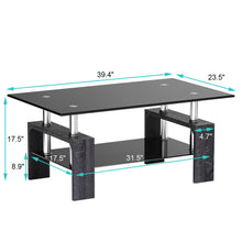 Load image into Gallery viewer, Gymax Rectangular Glass Coffee End Side Table w/ Shelf Living Room Furniture Black