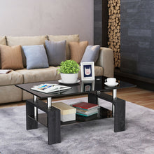 Load image into Gallery viewer, Gymax Rectangular Glass Coffee End Side Table w/ Shelf Living Room Furniture Black