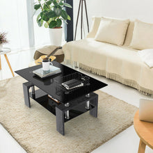 Load image into Gallery viewer, Gymax Rectangular Glass Coffee End Side Table w/ Shelf Living Room Furniture Black