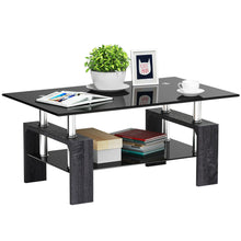 Load image into Gallery viewer, Gymax Rectangular Glass Coffee End Side Table w/ Shelf Living Room Furniture Black