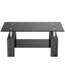 Load image into Gallery viewer, Gymax Rectangular Glass Coffee End Side Table w/ Shelf Living Room Furniture Black