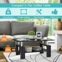 Load image into Gallery viewer, Gymax Rectangular Glass Coffee End Side Table w/ Shelf Living Room Furniture Black
