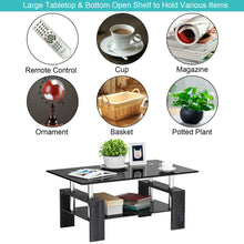 Load image into Gallery viewer, Gymax Rectangular Glass Coffee End Side Table w/ Shelf Living Room Furniture Black