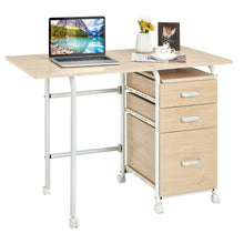 Load image into Gallery viewer, Gymax Folding Computer Laptop Desk Wheeled Home Office Furniture With 3 Drawers