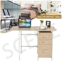 Load image into Gallery viewer, Gymax Folding Computer Laptop Desk Wheeled Home Office Furniture With 3 Drawers