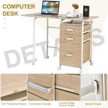 Load image into Gallery viewer, Gymax Folding Computer Laptop Desk Wheeled Home Office Furniture With 3 Drawers