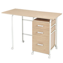 Load image into Gallery viewer, Gymax Folding Computer Laptop Desk Wheeled Home Office Furniture With 3 Drawers