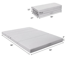 Load image into Gallery viewer, Gymax 4'' Queen Size Foam Folding Mattress Sofa Bed Guests Floor Mat Carrying Handles