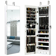 Load image into Gallery viewer, Gymax Wall & Door Mounted Mirrored Jewelry Cabinet Storage Organizer Black/White