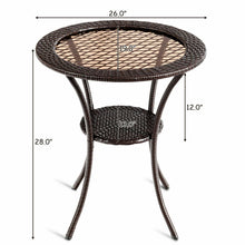 Load image into Gallery viewer, Gymax Round Rattan Wicker Coffee Table Glass Top Steel Frame Patio Furni W/Lower Shelf