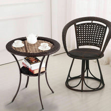 Load image into Gallery viewer, Gymax Round Rattan Wicker Coffee Table Glass Top Steel Frame Patio Furni W/Lower Shelf