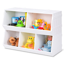 Load image into Gallery viewer, Gymax Kids Toy Box Storage Cabinet Flexible Stackable Bookcase Shelf Rack Organizer