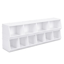 Load image into Gallery viewer, Gymax 2 Set Kids Toy Box Storage Cabinet Flexible Stackable Bookshelf Rack Organizer