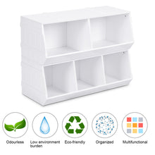 Load image into Gallery viewer, Gymax 2 Set Kids Toy Box Storage Cabinet Flexible Stackable Bookshelf Rack Organizer