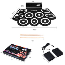 Load image into Gallery viewer, Gymax Electronic Roll Up Drum Set Silicone Rechargeable w/Foot Pedals Sticks