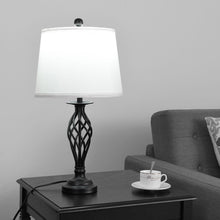 Load image into Gallery viewer, Gymax 3-Piece Lamp Set 2 Table Lamps 1 Floor Lamp Fabric Shades Living Room Bedroom