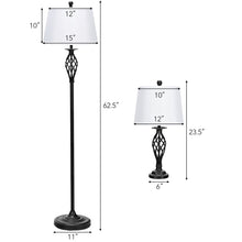 Load image into Gallery viewer, Gymax 3-Piece Lamp Set 2 Table Lamps 1 Floor Lamp Fabric Shades Living Room Bedroom