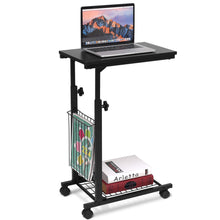 Load image into Gallery viewer, Gymax Height Adjustable Sofa Side Table Snack End Slide Under Table Rolling Casters