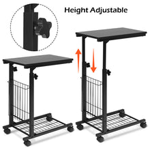 Load image into Gallery viewer, Gymax Height Adjustable Sofa Side Table Snack End Slide Under Table Rolling Casters