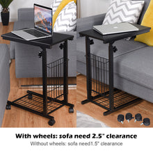 Load image into Gallery viewer, Gymax Height Adjustable Sofa Side Table Snack End Slide Under Table Rolling Casters