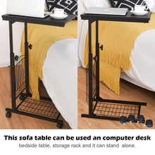 Load image into Gallery viewer, Gymax Height Adjustable Sofa Side Table Snack End Slide Under Table Rolling Casters