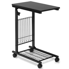Load image into Gallery viewer, Gymax Height Adjustable Sofa Side Table Snack End Slide Under Table Rolling Casters