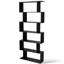 Load image into Gallery viewer, Gymax 6 Tier S-Shaped Bookcase Z-Shelf Style Storage Display Modern Bookshelf Black