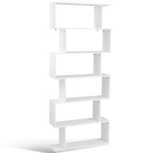 Load image into Gallery viewer, Gymax 6 Tier S-Shaped Bookcase Z-Shelf Style Storage Display Modern Bookshelf White