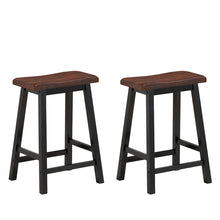 Load image into Gallery viewer, Gymax Set of 2 Bar Stools 24''H Saddle Seat Pub Chair Home Kitchen Dining Room Brown