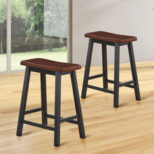 Load image into Gallery viewer, Gymax Set of 2 Bar Stools 24''H Saddle Seat Pub Chair Home Kitchen Dining Room Brown