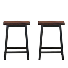 Load image into Gallery viewer, Gymax Set of 2 Bar Stools 24''H Saddle Seat Pub Chair Home Kitchen Dining Room Brown