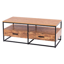 Load image into Gallery viewer, Gymax 47'' 2-Tier Cocktail Coffee Table Metal Desk Shelf Storage Bedroom W/2 Drawer