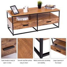 Load image into Gallery viewer, Gymax 47'' 2-Tier Cocktail Coffee Table Metal Desk Shelf Storage Bedroom W/2 Drawer