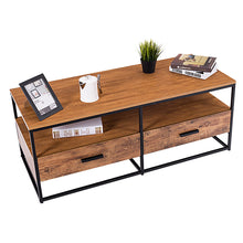 Load image into Gallery viewer, Gymax 47'' 2-Tier Cocktail Coffee Table Metal Desk Shelf Storage Bedroom W/2 Drawer