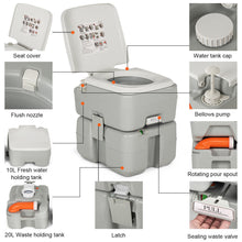 Load image into Gallery viewer, Gymax 5.3 Gallon Portable Travel Toilet Outdoor Camping Toilet w/ Piston Pump Flush