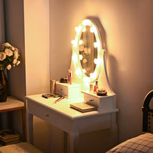 Load image into Gallery viewer, Gymax 3 Drawers Bedroom Vanity Makeup Dressing Table Stool Set Lighted Mirror W/10 LED Bulbs