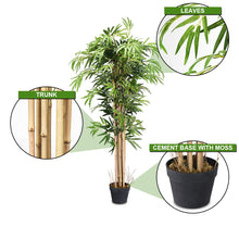 Load image into Gallery viewer, Gymax Artificial Bamboo Silk Tree Planter Green 5 Feet Holiday Decor