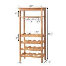 Load image into Gallery viewer, Gymax Bamboo Wine Rack Countertop Bottle Storage Free Standing w/ Glass Hanger & Shelf