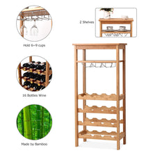 Load image into Gallery viewer, Gymax Bamboo Wine Rack Countertop Bottle Storage Free Standing w/ Glass Hanger & Shelf