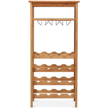 Load image into Gallery viewer, Gymax Bamboo Wine Rack Countertop Bottle Storage Free Standing w/ Glass Hanger & Shelf