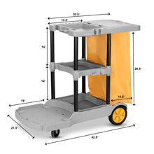 Load image into Gallery viewer, Gymax Commercial Janitorial Cleaning Cart 3 Shelf Housekeeping Ultility Cart Vinyl Bag