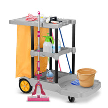 Load image into Gallery viewer, Gymax Commercial Janitorial Cleaning Cart 3 Shelf Housekeeping Ultility Cart Vinyl Bag