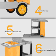 Load image into Gallery viewer, Gymax Commercial Janitorial Cleaning Cart 3 Shelf Housekeeping Ultility Cart Vinyl Bag