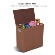 Load image into Gallery viewer, Gymax Double Laundry Hamper Storage Collapsible Basket Organizer Lid Mesh Bags Brown