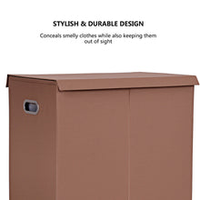 Load image into Gallery viewer, Gymax Double Laundry Hamper Storage Collapsible Basket Organizer Lid Mesh Bags Brown