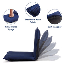 Load image into Gallery viewer, Gymax Adjustable 6-Position Floor Chair Folding Lazy Man Sofa Chair Multiangle Navy