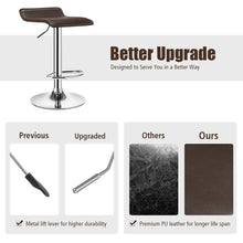 Load image into Gallery viewer, Gymax Set of 2 Swivel Bar Stool Adjustable PU Leather Backless Dining Chair Coffee New
