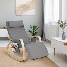 Load image into Gallery viewer, Gymax Rocking Chair Realx Lounge Chair Rocker Adjustable Footrest w/ Pillow & Pocket